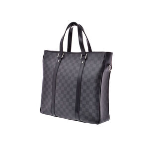 Louis Vuitton Strap Graphite Bag Leather Black Tadao Damier